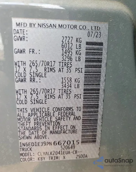 2023 Nissan Frontier S from USA, damaged, VIN 1N6ED1EJ9PN667015